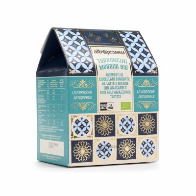 Torroncini morbidi ricoperti di cioccolato fondente, al latte, bianco BIO - 180gr