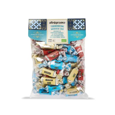 Torroncini morbidi ricoperti di cioccolato fondente, al latte, bianco BIO - 500gr