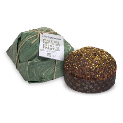 Panettone ricoperto al cioccolato farcito con crema al pistacchio - 750gr