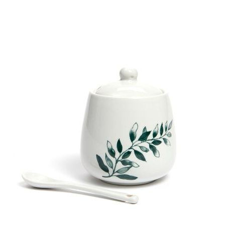 Zuccheriera Ulivo in ceramica con cucchiaino