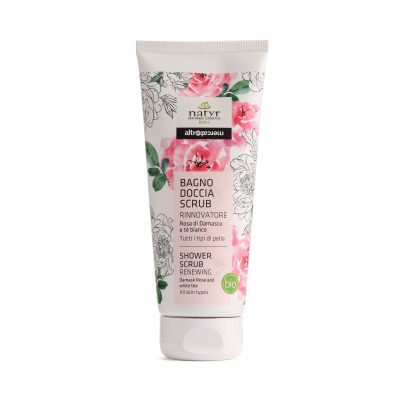 Bagnodoccia Scrub Rosa di Damasco e tè bianco per i tutti i tipi di pelle – 200ml